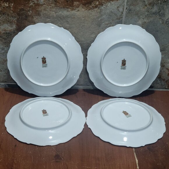 Schumann Arzberg Germany Fruit Nuts Salad Dessert Plate Set of 4 Gold Scalloped - Picture 13 of 13